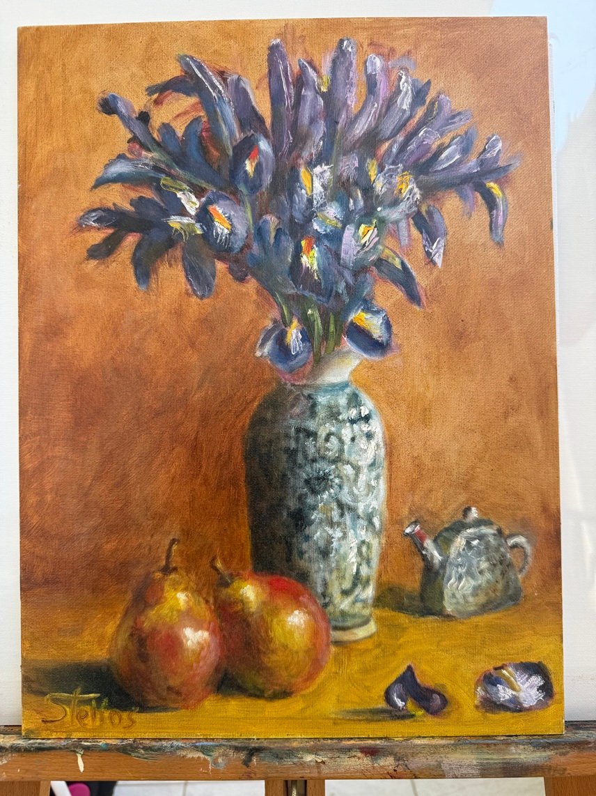 Porcelain Vase With Purple Flowers